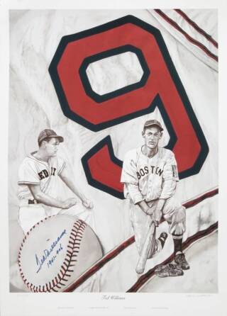 TED WILLIAMS SIGNED LEWIS WATKINS LITHOGRAPH