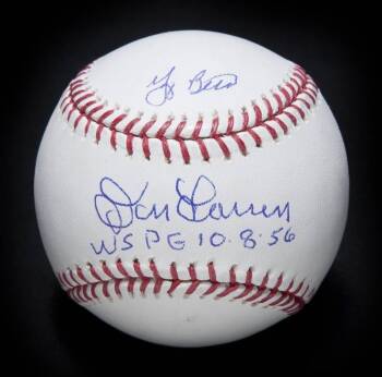 DON LARSEN AND YOGI BERRA SIGNED AND INSCRIBED BASEBALL