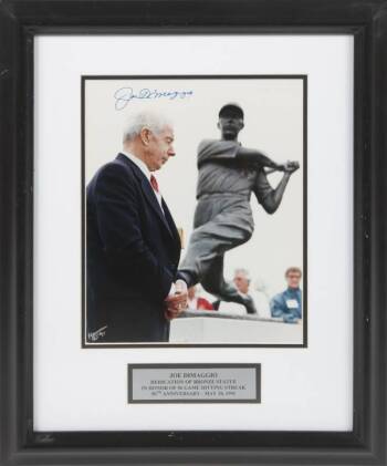 JOE DiMAGGIO SIGNED STATUE DEDICATION PHOTOGRAPH