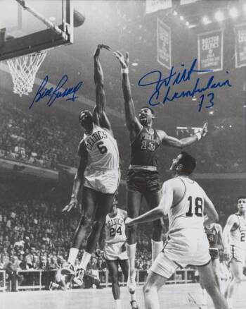 WILT CHAMBERLAIN AND BILL RUSSELL SIGNED PHOTOGRAPH