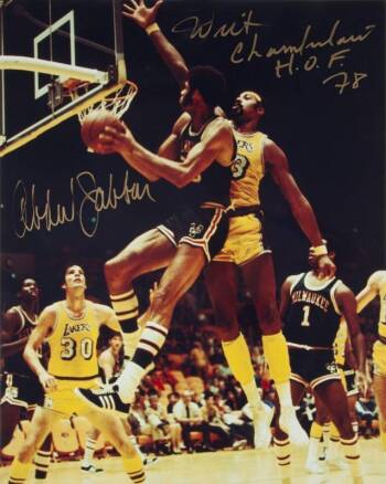 WILT CHAMBERLAIN AND KAREEM ABDUL-JABBAR SIGNED PHOTOGRAPH