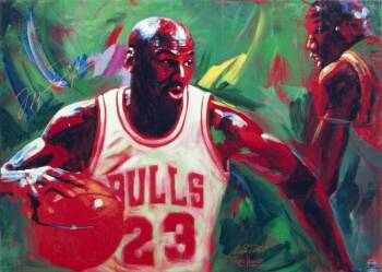 MICHAEL JORDAN SIGNED "IN THE PAINT" LITHOGRAPH