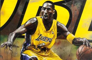 KOBE BRYANT SIGNED ARTWORK BY STEPHEN HOLLAND