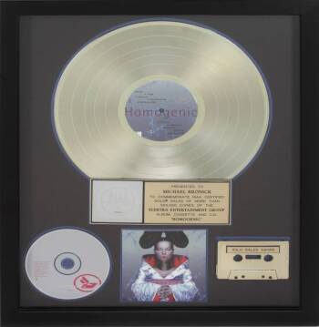 BJÖRK "GOLD" RECORD AWARD AND CREW PASS