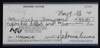 MADONNA SIGNED CHECK