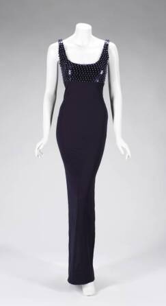 WHITNEY HOUSTON MARC BOUWER NAVY BLUE DRESS