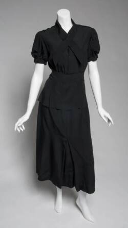GRETA GARBO 1940s BLACK RAYON DRESS