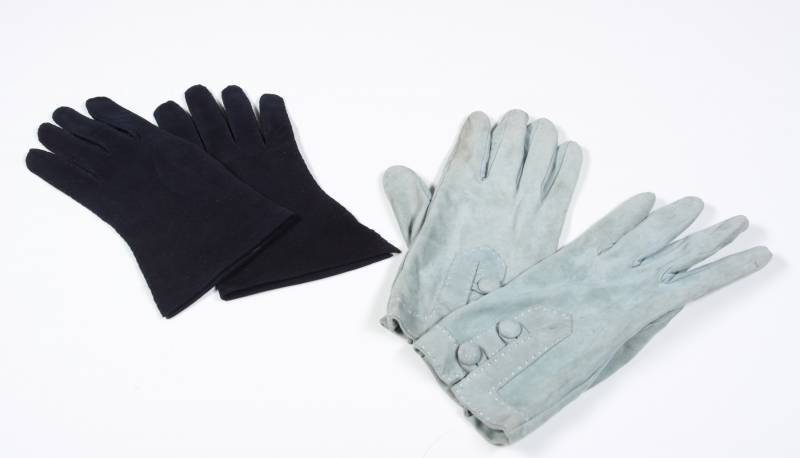 GRETA GARBO BLUE AND GRAY GLOVES