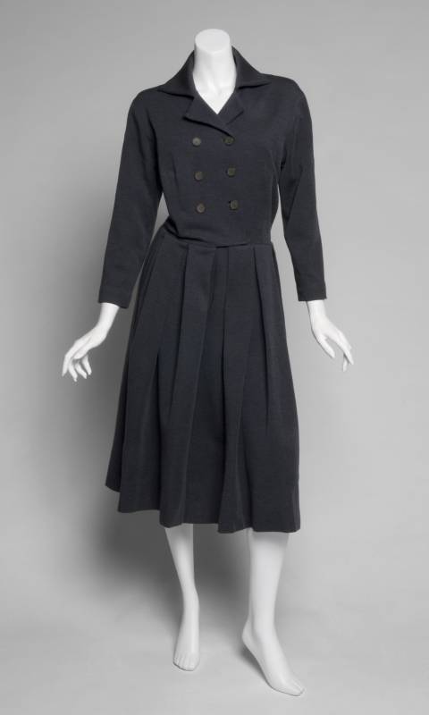 GRETA GARBO GREY WOOL JERSEY DRESS