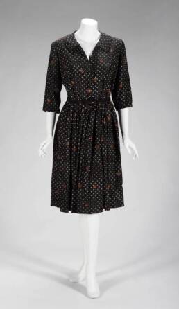 GRETA GARBO BLACK POLKA DOT SHIRT DRESS