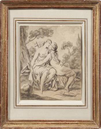 THREE FRAMED ANTIQUE DRAWINGS