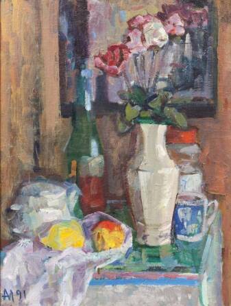 GROUP OF THREE FLORAL STILL LIFE PAINTINGS