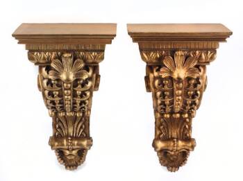 PAIR OF GILDED CORBELS