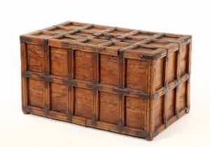 ANTIQUE WOOD AND IRON CRATE