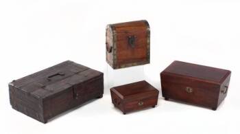 GROUP OF FOUR VINTAGE WOODEN BOXES