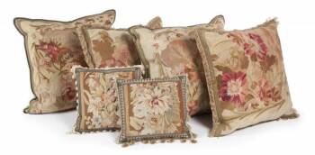 GROUP OF SIX EMBROIDERED PILLOWS