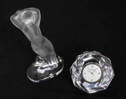 LALIQUE DANCER AND ORREFORS CLOCK