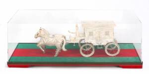 FILIGREE SILVERED HORSES AND CARRIAGE
