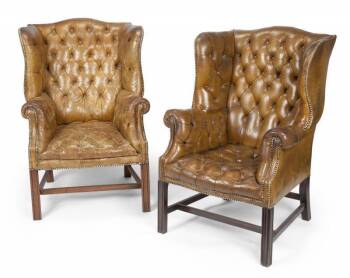 PAIR OF GEORGE III STYLE WINGBACK ARMCHAIRS