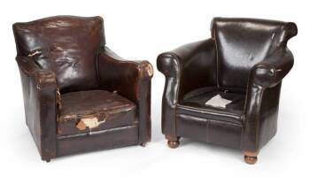 TWO LEATHER CLUB CHAIRS