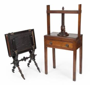 19TH CENTURY BOOK PRESS AND BOOK STAND