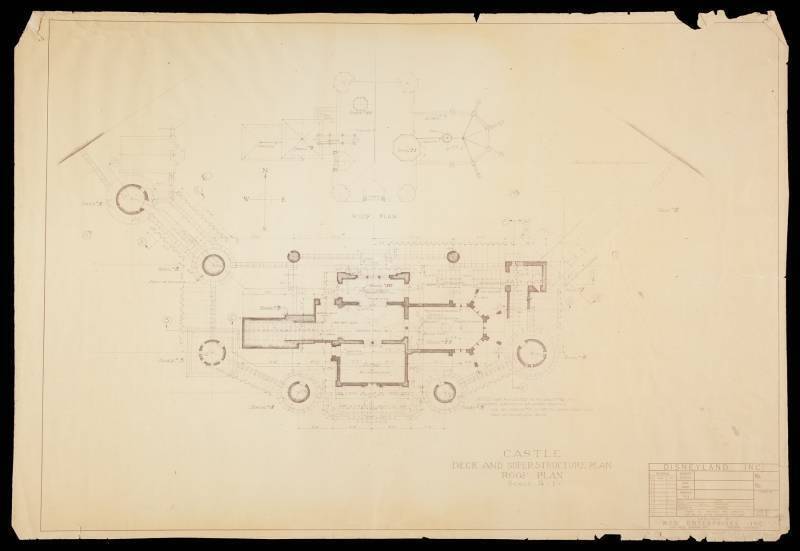 DISNEYLAND SLEEPING BEAUTY CASTLE BLUEPRINT, DECK AND ROOF PLAN