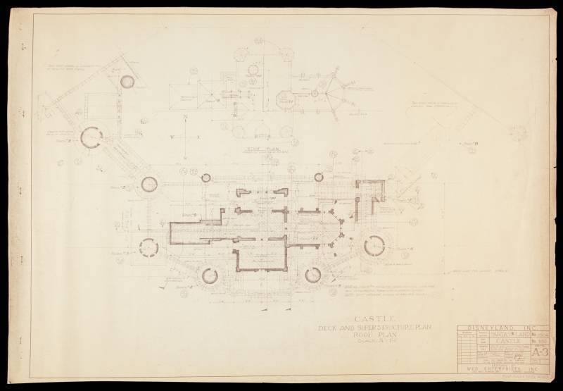 DISNEYLAND SLEEPING BEAUTY CASTLE BLUEPRINT, DECK AND ROOF PLAN