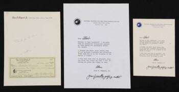 ALAN SHEPARD SIGNED LETTERS AND CHECK