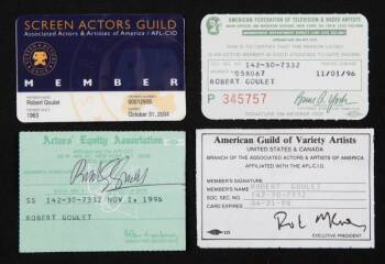 ROBERT GOULET UNION AND GUILD MEMBERSHIP CARDS