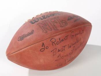 TOM LANDRY SIGNED FOOTBALL TO ROBERT GOULET