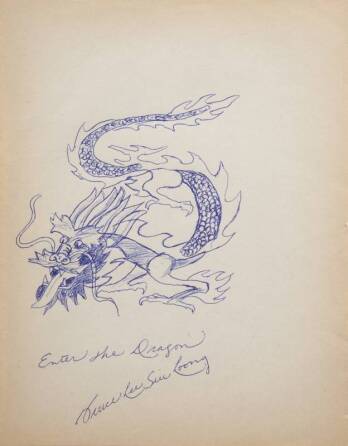 BRUCE LEE SIGNED DRAGON DRAWING