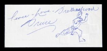 BRUCE LEE INSCRIBED BUSINESS CARD WITH DRAWING