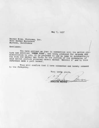 MARILYN MONROE SIGNED 1957 LETTER