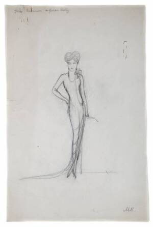 GLORIA SWANSON QUEEN KELLY COSTUME DESIGN SKETCH