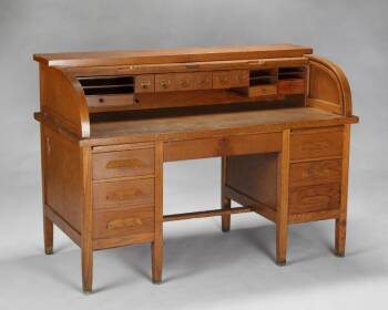 SLASH VICTORIAN OAK ROLLTOP C-SCROLL DESK