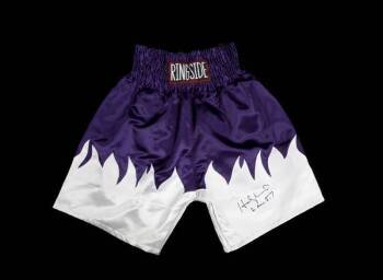 EVANDER HOLYFIELD OWNED & SIGNED BOXING TRUNKS