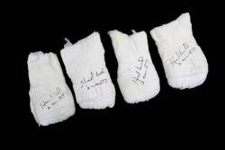 EVANDER HOLYFIELD TRAINING USED & SIGNED HAND WRAPS