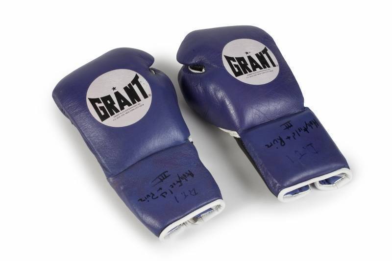 EVANDER HOLYFIELD VS. JOHN RUIZ III FIGHT WORN GLOVES