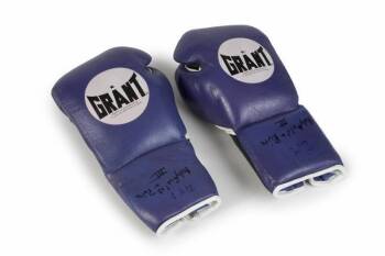 EVANDER HOLYFIELD VS. JOHN RUIZ III FIGHT WORN GLOVES