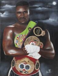 EVANDER HOLYFIELD PORTRAIT BY HERMAN WOODALL