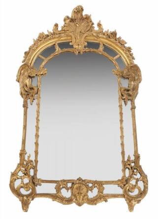 EVANDER HOLYFIELD ANTIQUE ROCOCO STYLE GILTWOOD WALL MIRROR