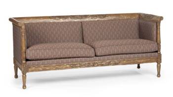 EVANDER HOLYFIELD CARVED UPHOLSTERED SOFA