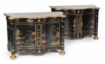 EVANDER HOLYFIELD PAIR OF JAPANNED COMMODES