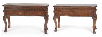 EVANDER HOLYFIELD PAIR OF WALNUT CONSOLE TABLES