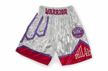 EVANDER HOLYFIELD VS. JOHN RUIZ II FIGHT WORN TRUNKS