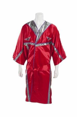 EVANDER HOLYFIELD VS. JOHN RUIZ FIGHT WORN ROBE