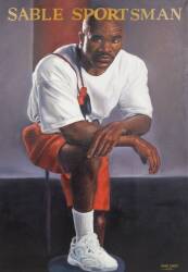 EVANDER HOLYFIELD "SABLE SPORTSMAN" PAINTING