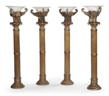 EVANDER HOLYFIELD GROUP OF FOUR ELEPHANT TORCHIERE LAMPS