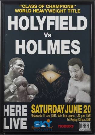 EVANDER HOLYFIELD VS. LARRY HOLMES SIGNED SKY FIGHT POSTER