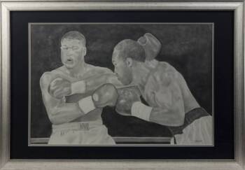 EVANDER HOLYFIELD VS. RIDDICK BOWE ORIGINAL SKETCH